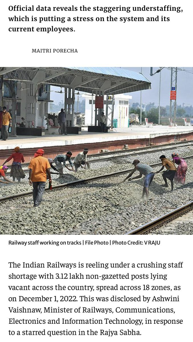 As of January, 2023, Estimated 3.12 Lakh posts were vacant in the Indian Railways, including Safety, Maintenance. This was disclosed by Railway Minister. So don’t say it was an accident and you shouldn’t blame the Government. Only Government is responsible for this tragedy