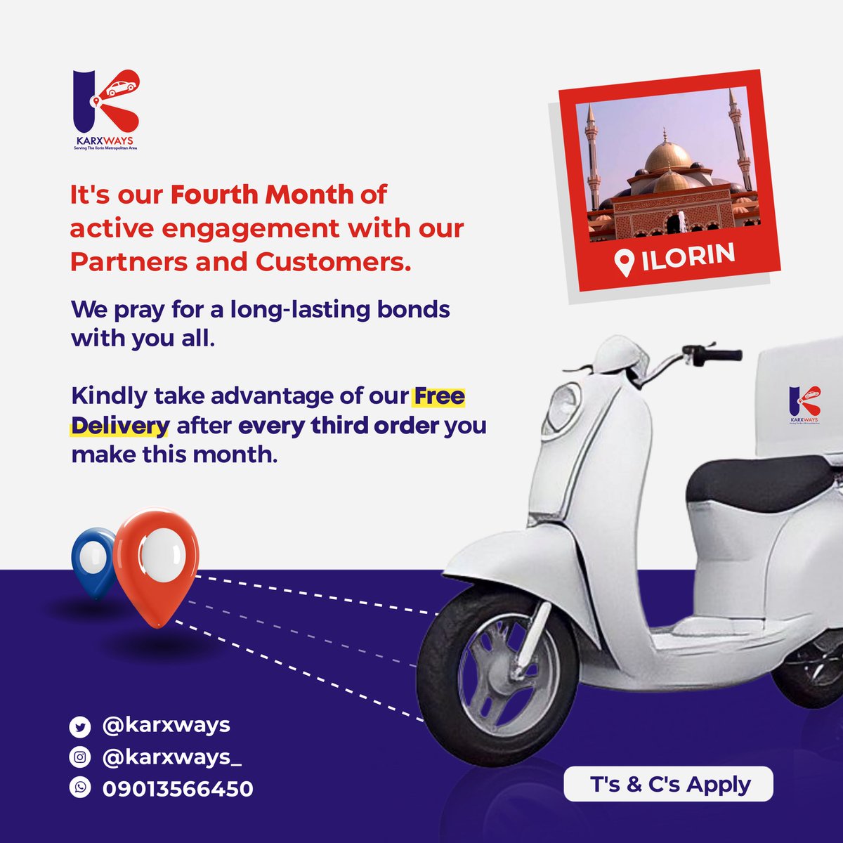 karxways's tweet photo. It's our fourth month of active engagement with our partners and customers.

We pray for a long-lasting bonds with you all.

 Kindly take advantage of our FREE DELIVERY AFTER EVERY THIRD ORDER you make this month.

 Call/WhatsApp 09013566450 now! https://t.co/aHdQZn3L0V