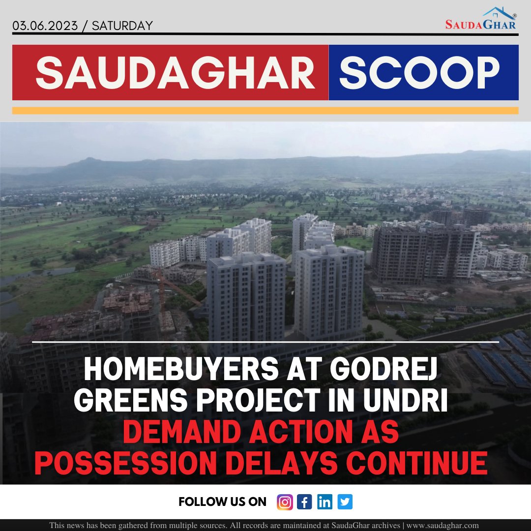 SaudaGhar's tweet photo. More than 800 homebuyers eagerly awaiting possession of their homes at the Godrej Greens project in Undri find themselves caught in a web of broken promise. They accuse the builder of withholding crucial details regarding the handover process and providing only empty promises.
1️⃣ https://t.co/95MN8qU95J
