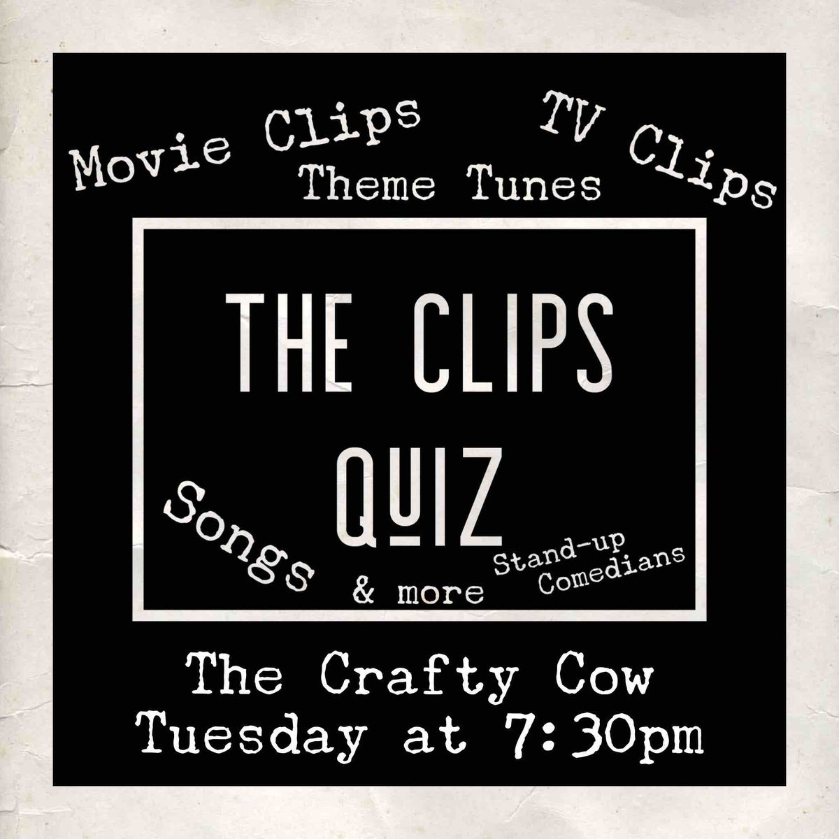 Join us on Tuesday at #TheCraftyCow in #BS7, #Horfield, #Bristol for our next #QuizNight! 7:30pm start for our clips #Quiz with a £50 bar tab and wine to be won