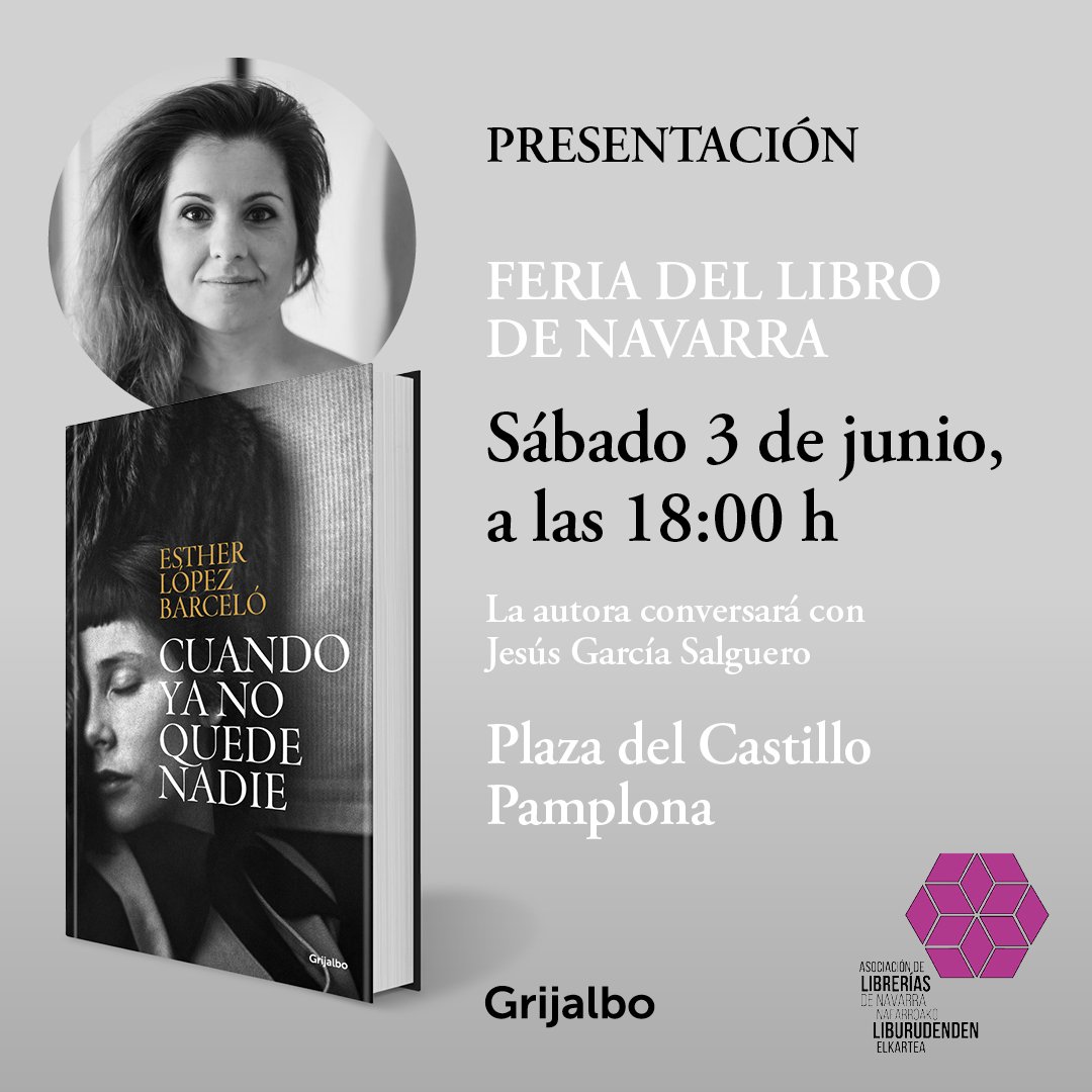 Seguimos con la presentación del último libro de  @Elba_Celo las 18, acompañada por @palabrascomunes

@GrijalboActual 
@penguinlibros 
#Feriadellibrodenavarra