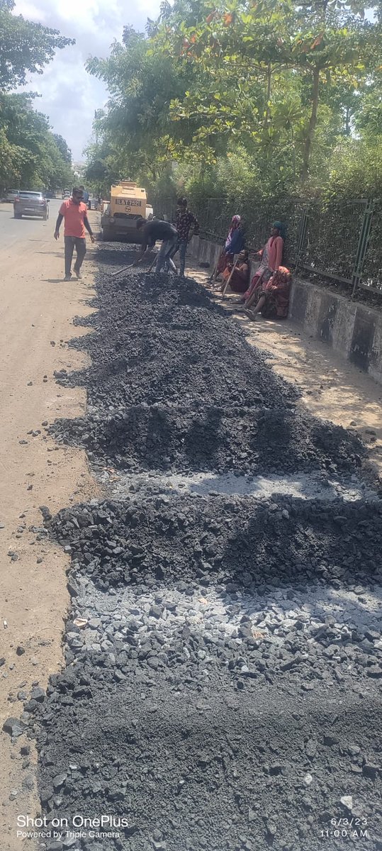 East zone B : Trenchline reinstatement work in progress at Mitul farm to jalaram chowk road, TP-22(sarthana-valak)