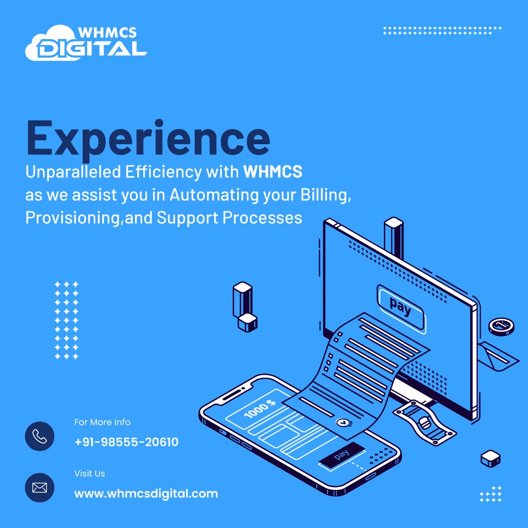 🚀 Experience unparalleled efficiency with WHMCS! 💼 Automate your billing, provisioning, and support processes seamlessly, saving time and boosting productivity. Let's simplify your business operations! 🤝💡 

#WhmcsDigital  #WebHostingCompany #WebHostingProvider #WhmcsThemes