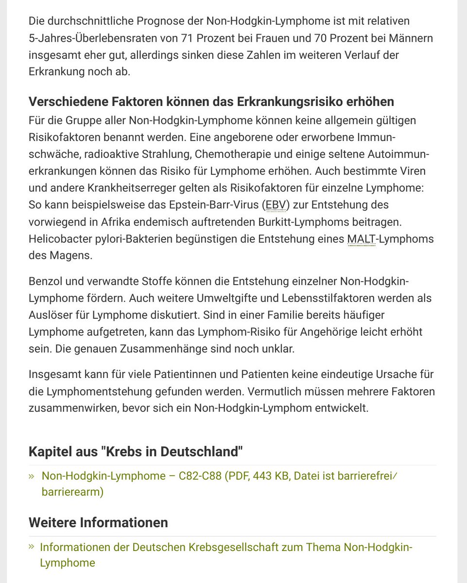 @SitSilver @AnwaltUlbrich @SHomburg SV40 wird u.a. für Non-Hodgkin-Lymphome verantwortlich gemacht und die DKFZ & Friends haben nichts besseres zu tun, als alternative Erklärungen zu erfinden - und das passiert meines Erachtens bei diversen Krebserkrankung.

krebsdaten.de/Krebs/DE/Conte…