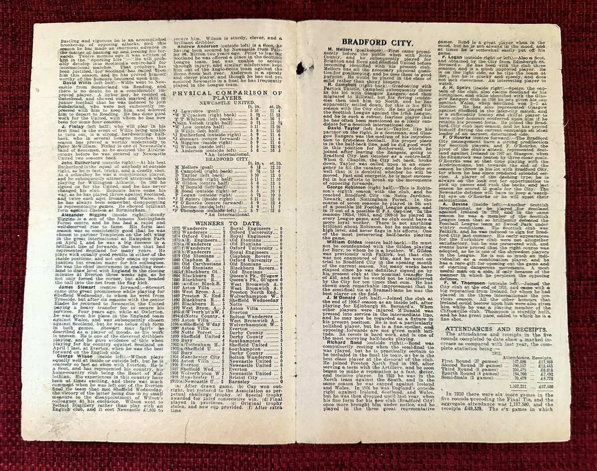 1911 #FACupFinal #Newcastle lost 1-0 in a reply to #BradfordCity after a 0-0 draw at the dreaded Crystal Palace despite being strong favourites. 
Here is a runners up medal and Sporting Life preview which is worth a read for interesting write ups on the players