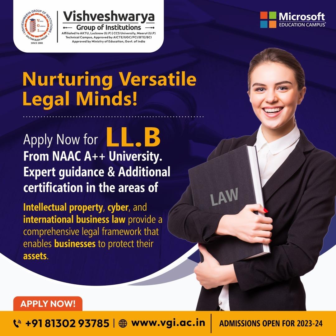 vgigreaternoida's tweet photo. VGI offers a Law Course with
✅State-of-the-laboratories
✅Highly experienced
✅ Moot Hall for Students
✅Early exposure and many more.
#VishveshwaryaGreaterNoida #UndergraduateProgram #Law #BALLB #LLB #LawCollege #Knowledge #Skills #Practicaltraining #Internship https://t.co/KeB3AlHPeA