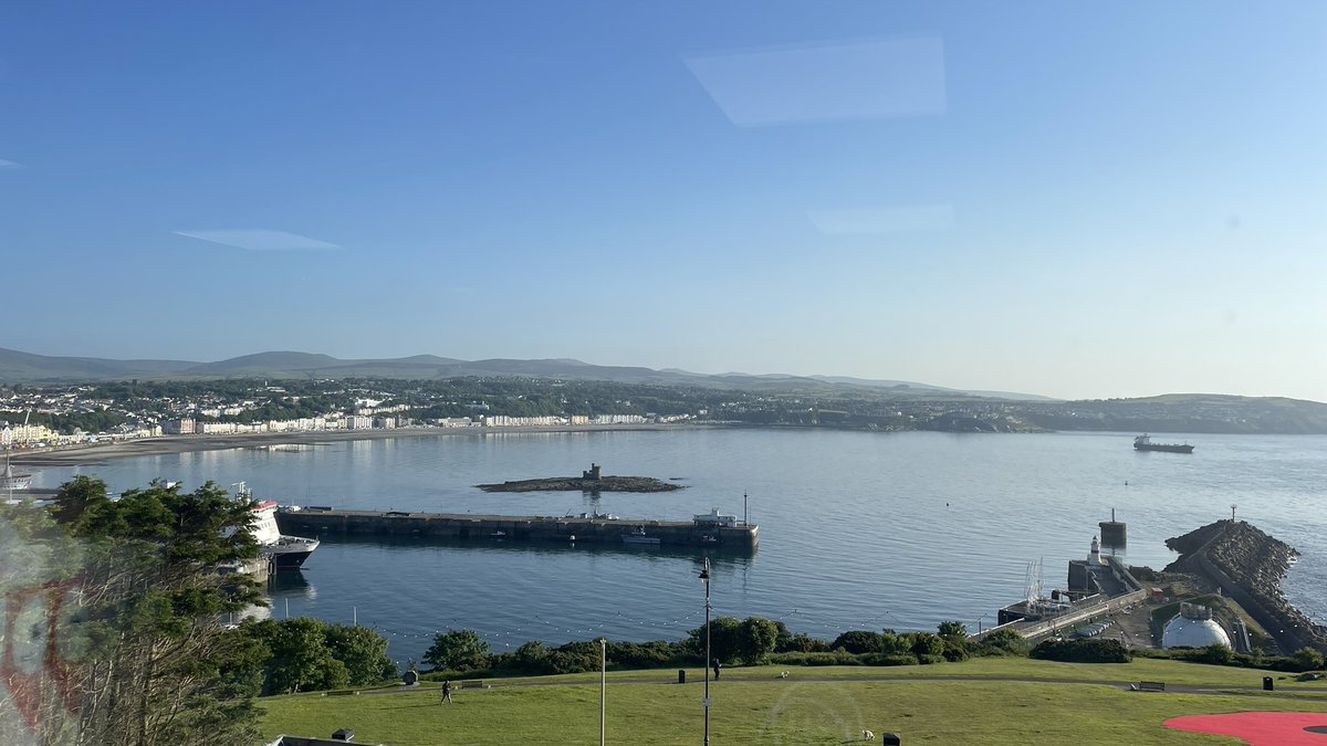 ChristyDH's tweet photo. Beaut of a morning across the tiny Isle! Perfect racing conditions &amp; pretty decent view for an early work day. With you on @ManxRadio TT station 1368 / (sherbet dip)DAB for breakfast, 8am. Mi ole school chum PC Lou from @TweetbeatIOM joining me after 9am. #iomtt https://t.co/QYjNvJ9fzo
