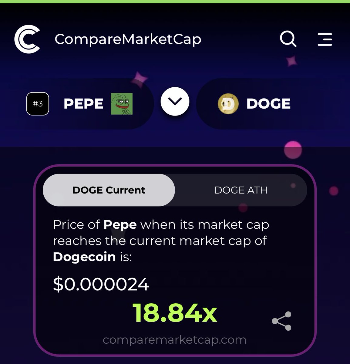 The price of $pepe when we flip DOGE 🐸🐸🐸 ⁦@pepecoineth⁩ #pepearmy #deletcoinbase
