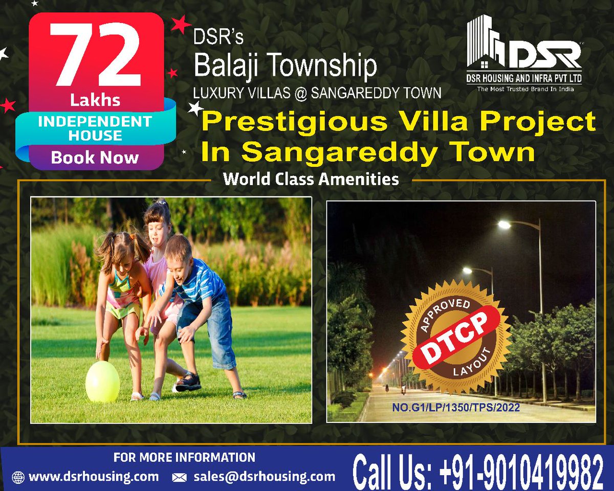 plotpanning's tweet photo. Grand Laucnhing Offer 𝐁𝐨𝐨𝐤 𝐧𝐨𝐰 𝐭𝐨 𝐚𝐯𝐚𝐢𝐥 More 𝐎𝐟𝐟𝐞𝐫!

Dear Investor, We have launched The Most Prestigious Villa Plots Project in Sangareddy Town (DSR's Balaji Township).

Highlights 👇
✔Luxury Villas @ 99 Lakhs Only
✔Independent Houses @ 72 Lakhs Only https://t.co/LG3rS5qtM2
