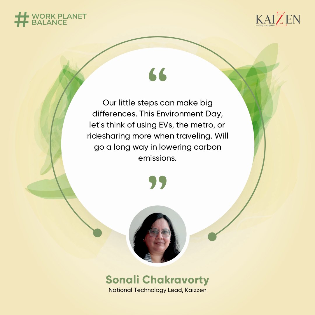 KaizzenComm's tweet photo. Sonali Chakravorty, National Technology Lead, Kaizzen, advocates that by reducing the carbon footprints will help us to lead sustainable and a healthier lifestyle in future. To achieve net zero, we all should contribute in lowering the carbon emissions. https://t.co/2bIjR2wZ1H