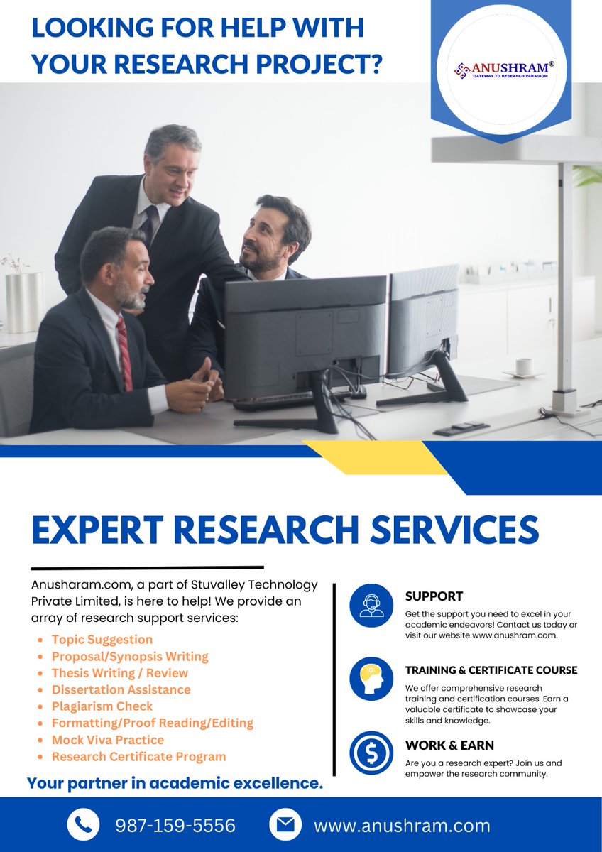 anushramdotcom's tweet image. Seeking assistance and expertise for my research project in order to advance knowledge and achieve meaningful findings.
To get more info visit:- anushram.com
#researchprojecthelp #academicresearch #researchassistance #projectsupport #researchcollaboration