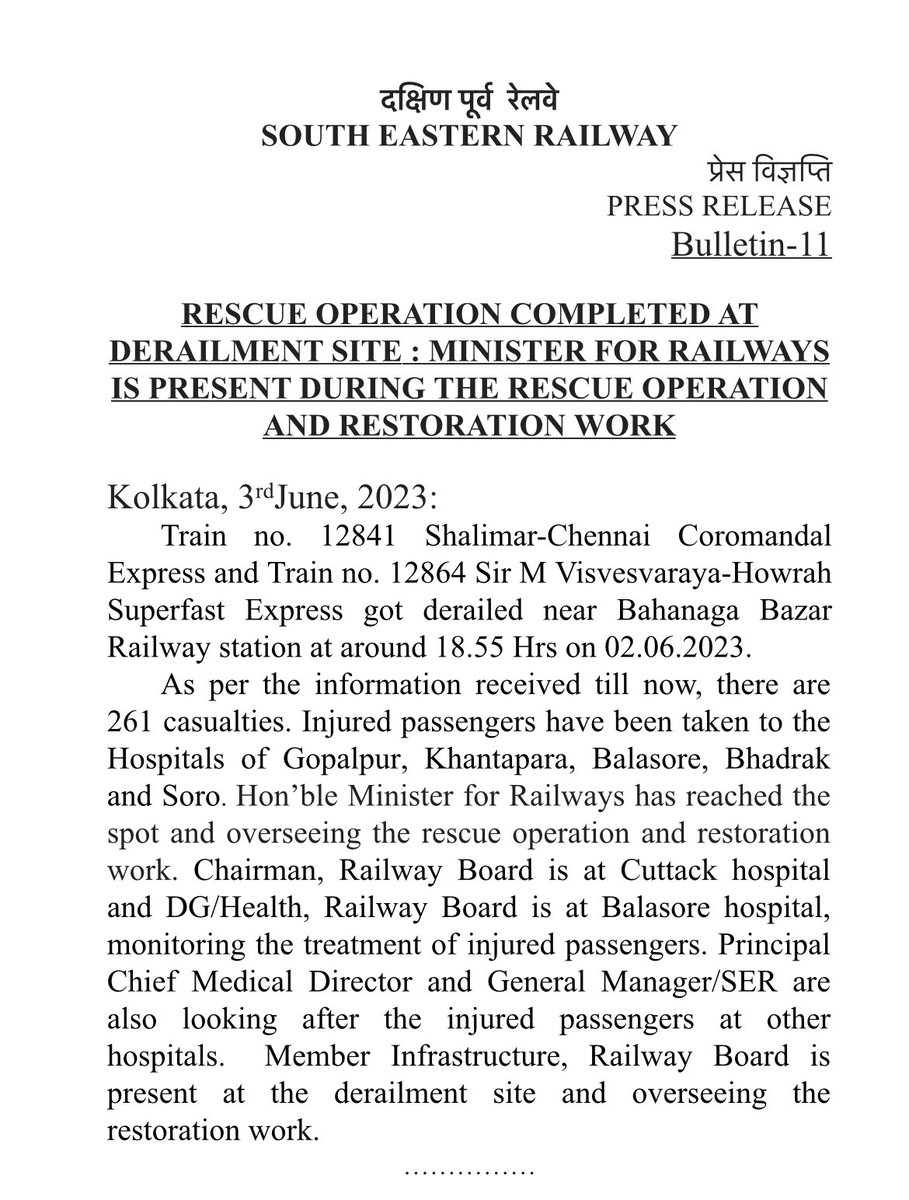 Rescue operation completed…
#TrainAccident