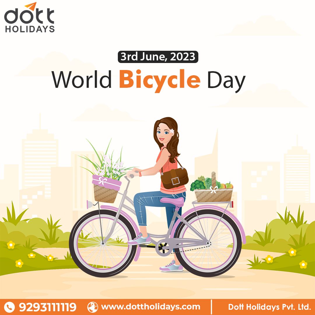 'Life is like riding a bicycle. To keep your balance, you must keep moving.'
Benefits of cycling, such as reduced carbon emissions, improved cardiovascular health, & enhanced mental well-being.
#WorldBicycleDay #bicycle #cycling #CyclingBenefits #dottholidays #tours  #summertrips