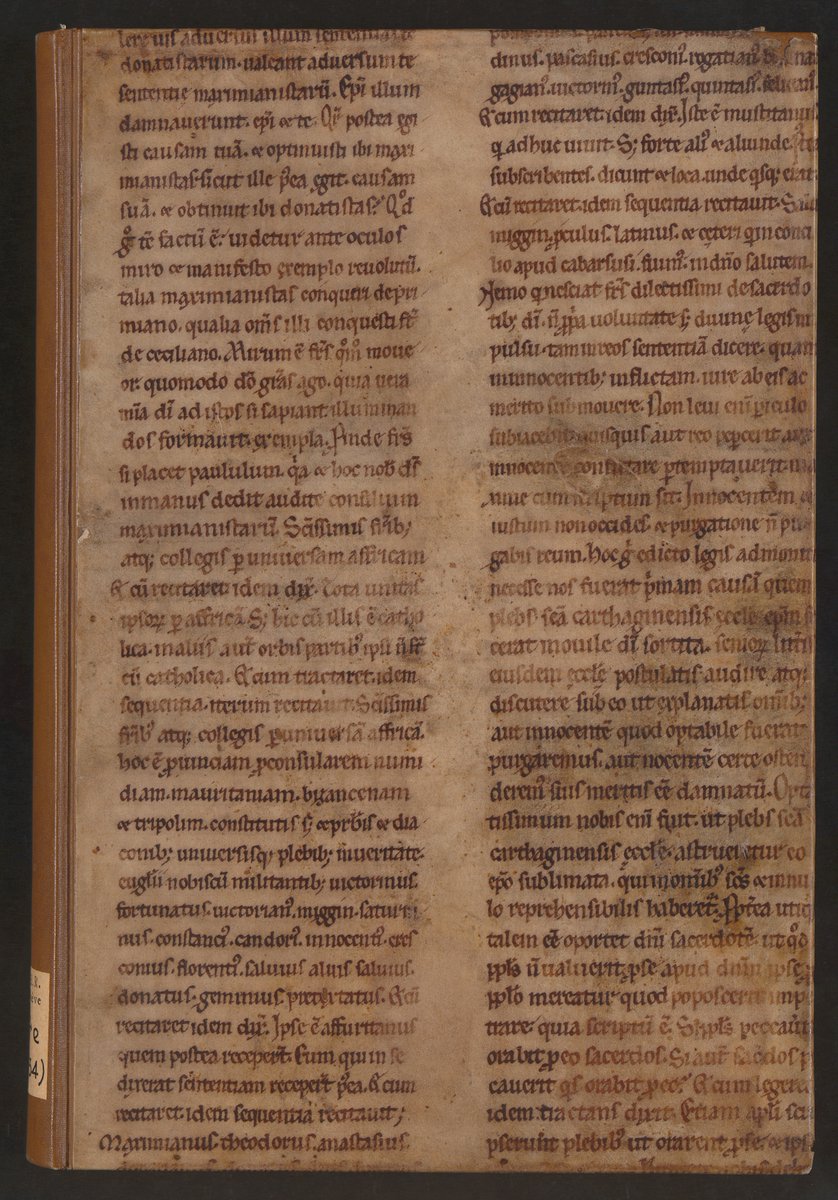 Augustine was hugely popular reading, so his MSS are bound to turn up as covers. Here a lovely early-13th-c copy of the Enarratio in Psalmos. (Genève, Musée historique de la Réformation, MHR O4e(534)) #fragmentology
e-rara.ch/mhr_g/content/…