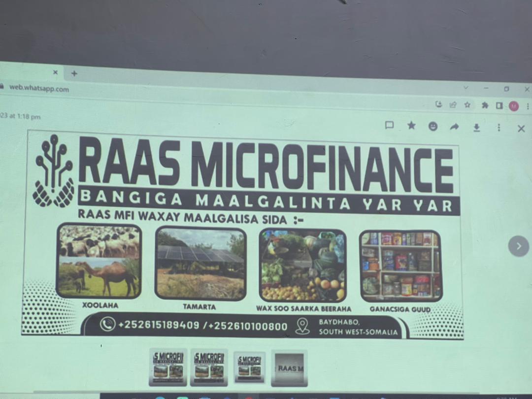RAASMFI (@raasmfi1) on Twitter photo RAAS MFI is leading financial inclusion and access to finance in underserved communities in Baidoa. Key considerations rate reduction, working capital, group guarantee, and replacement of collaterals and guarantors <a href="/SaveChildrenSO/">Save the Children in Somalia</a> <a href="/IRiS_Program/">Inclusive Resilience in Somalia</a> <a href="/gargaara_/">Gargaara Finance</a> @CBSsomalia <a href="/AECFAfrica/">AECF Africa</a> RAAS MFI is leading financial inclusion and access to finance in underserved communities in Baidoa. Key considerations rate reduction, working capital, group guarantee, and replacement of collaterals and guarantors <a href="/SaveChildrenSO/">Save the Children in Somalia</a> <a href="/IRiS_Program/">Inclusive Resilience in Somalia</a> <a href="/gargaara_/">Gargaara Finance</a> @CBSsomalia <a href="/AECFAfrica/">AECF Africa</a>