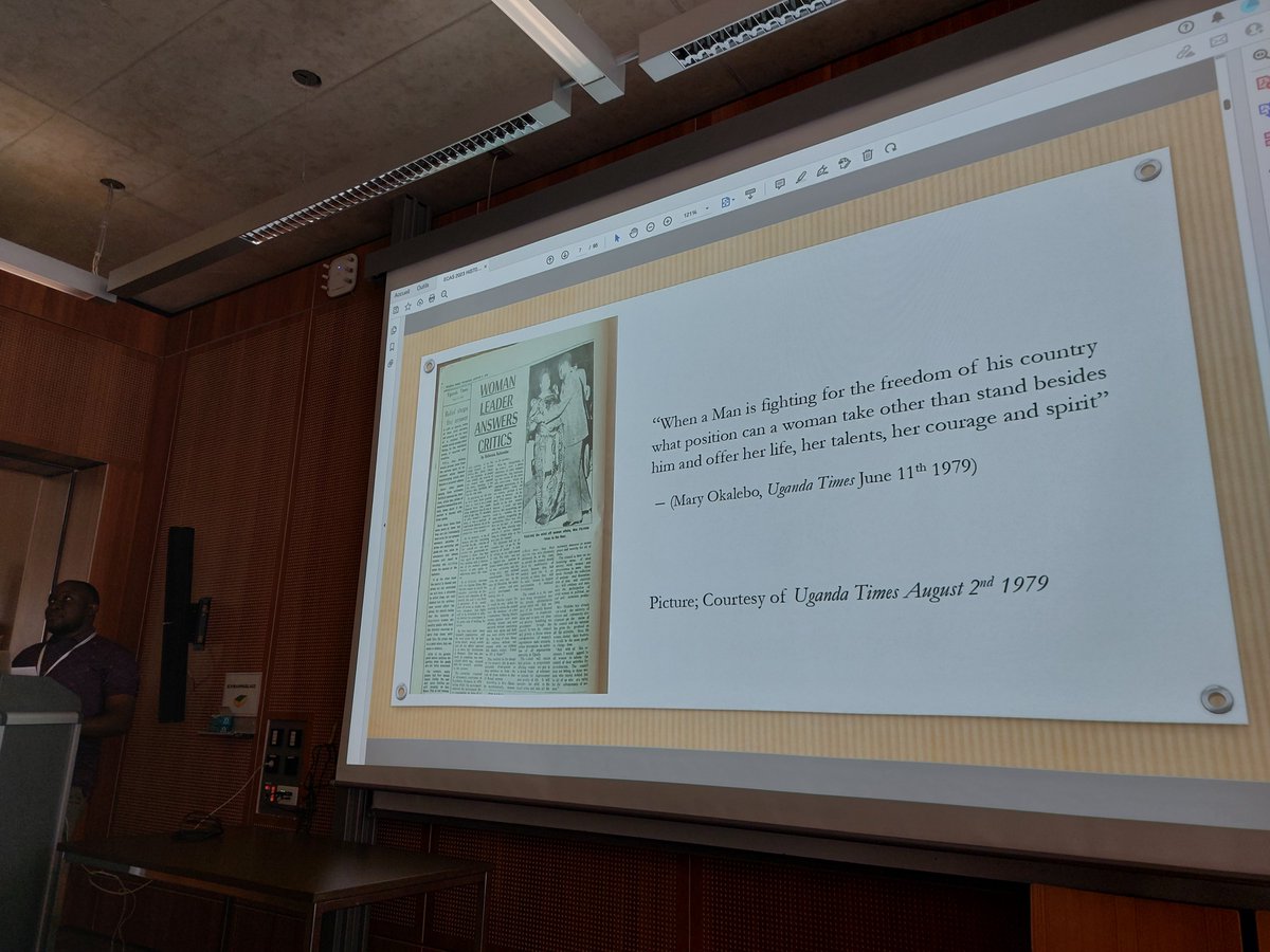 s_pasts's tweet photo. Anatoli Lwassampijja @AnatolyLwassa @MakerereCHUSS  presenting on women marginalisation in the reconstruction of Uganda after the fall of Amin #ECAS2023 https://t.co/Z7rCgEeLBy