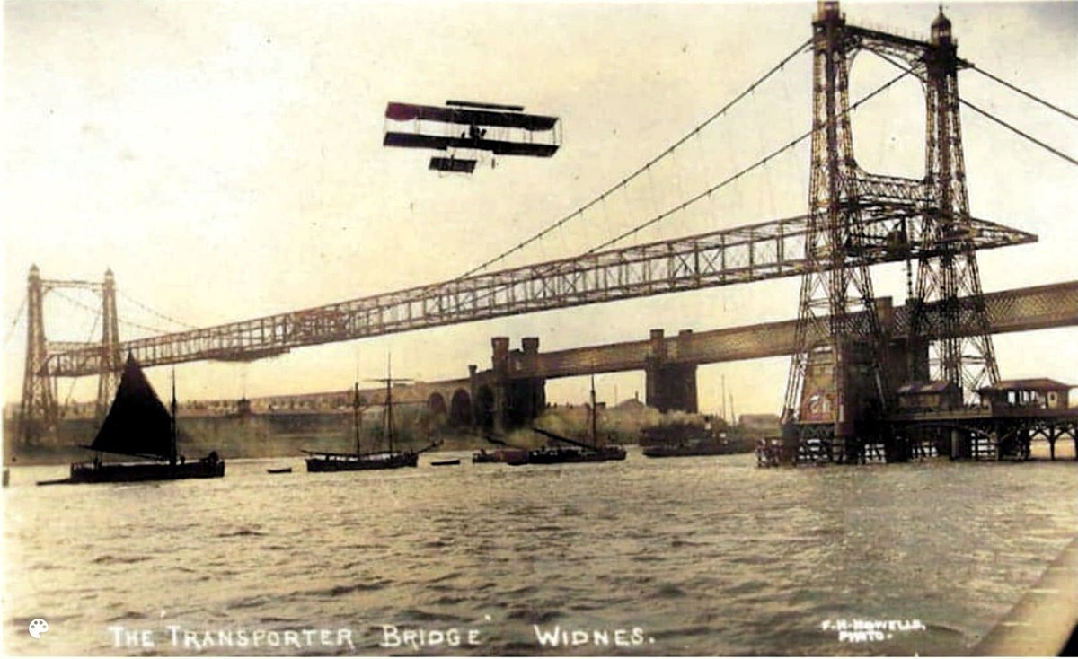 THE TRANSPORTER BRIDGE

WIDNES.

'Wonderful photo of the Widnes-Runcorn bridges by F.H.Howells, undated. Air, road, rail, steamship and sail transport all in one photo. I have no idea how he managed to stage this.....-_Derek Boyd Liverpool (fb) History Society

WATER STREET, the…