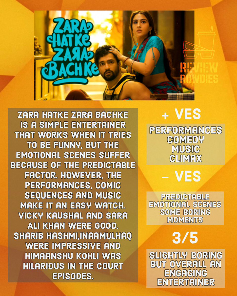 #ZaraHatkeZaraBachke #ZaraHatkeZaraBachkeReview #VickyKaushal #SaraAliKhan #SharibHashmi #inaamulhaq #LaxmanUtekar #SachinJigar 
#Bollywood #Reviewrowdies