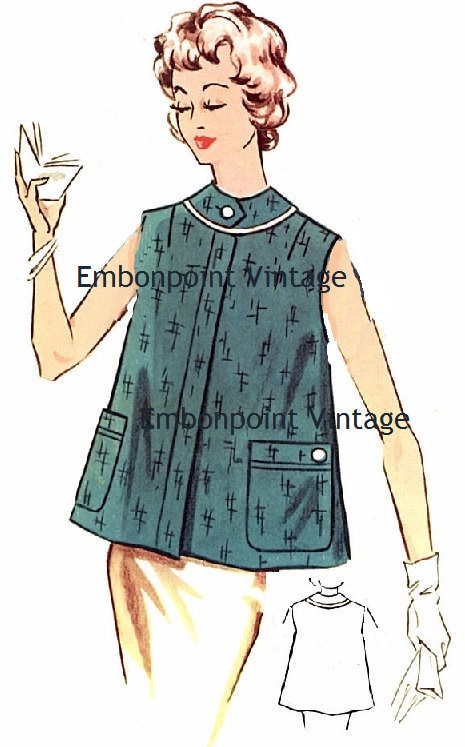 Plus Size (or any size) Vintage 1950s Maternity Smock Pattern - PDF - Pattern No 122 Annette   50s  Fashion Sewing Instant Download tuppu.net/ecef7e4d #EmbonpointVintage #Etsy #plussizevintage #1950s