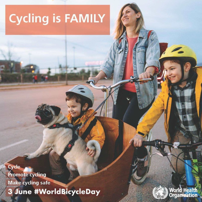 UNRSC's tweet photo. The bicycle is a simple, affordable, reliable, clean &amp; sustainable means of transportation, which promotes health, education, development &amp; social inclusion. Let’s #MakeCyclingSafe! https://t.co/Yyf8pF2142 #WorldBicycleDay2023 https://t.co/Xm4L0ts3O9