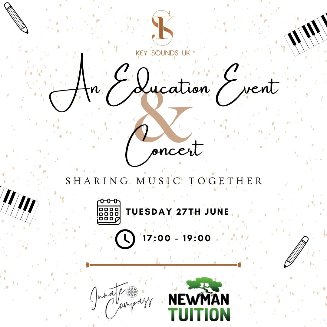 keysoundsuk's tweet photo. Key Sunds UK - An Education Event &amp; Concert 🎓 

It's a pleasure to invite you to an evening fill with educational talks, slideshows and piano performances!

Friends and family are welcome, so please drop us a DM if you're interested in attending. https://t.co/j03WID7kB0