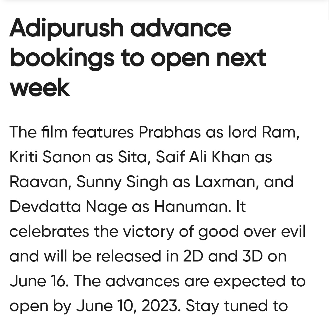 #Prabhas's #Adipurush Advance bookings to be opened by June10th 💥💥💥