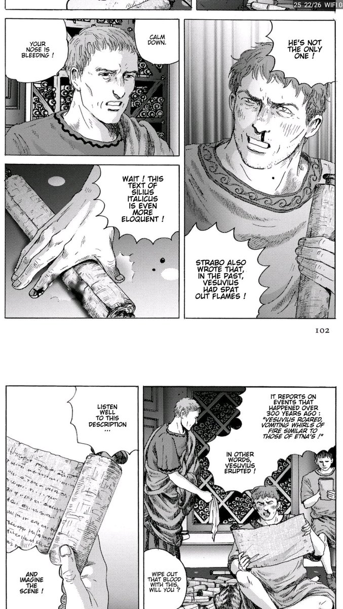 SeanEMcGrath's tweet photo. The good news: I have probably found the first reference to Silius Italicus in the history of manga.
The bad news: he's being cited by Pliny the Elder, who died before the Punica was published.
(From Mari Yamazaki's manga Plinivs, a fictional biography of its namesake) https://t.co/ILctpL7FOq