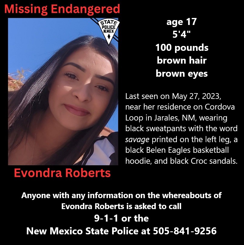 MissingPeopleAA's tweet photo. Evondra Roberts
Jarales, NM
#Missing #NewMexico #MissingEndangered
Sources:
https://t.co/oxtH2HyOOL
https://t.co/v4isyRO0Qu
https://t.co/93IwjYZnSv https://t.co/lDgJ7gMLCg