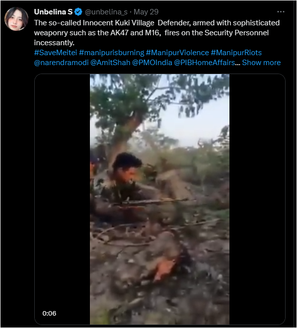 maxztouthang's tweet photo. Another Meitei propagandist @unbelina_s lies exposed.
We have seen too much of lies after lies.

This video was used as a reference by many Meitei panelists who spoke to the media houses.
It is a shame to get duped by these lies so easily.

We sincerely request the Indian Army and concerned authorities to book this handler for spreading misinformation. This video has caused so much damage to the Kuki-Zo community as false allegations and hatred piled up.

Thank you - The Quint @TheQuint for finding the sources and revealing the truth!

FYI: The PDF in Myanmar is hundreds of Kilometers away from the alleged location in Manipur, and the Kukis don't wear lungis.
The Meitei narratives are so brittle that fail scrutiny at every level.

@HMOIndia @AmitShahOffice @narendramodi 
@ANI @AngellicAribam @ambedkariteIND @ashoswai @Kezo_IPS @IaSouthern @NorthernComd_IA @KSODelhi @DrLamtinthangHk @dhruv_rathee @official_dgar @EastMojo @mtfdelhi @RahulGandhi @vualzong @DrLamtinthangHk @th_robert @paolienlal @LYNKYN @KipgenNemcha @VanlalvenaK @NELiveTV @LamkaResurgence @ukhrultimes