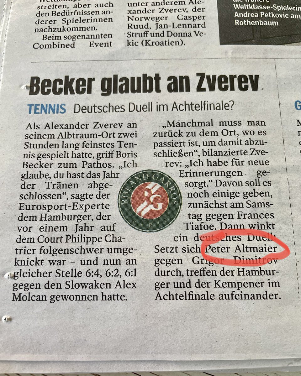 studinho's tweet photo. Lasse mich gerne eines Besseren überzeugen: Aber für @peteraltmaier wird das wohl eher schwer, @mopo. 🤓 #RolandGarros #Altmaier #tennis https://t.co/dEaDYu6Cme