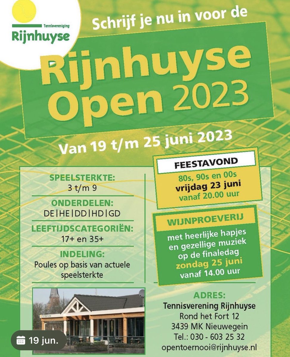 Morgen (4 jun) is je laatste kans om je in te schrijven voor ons open tennistoernooi in Nieuwegein. Wacht dus niet langer en speel ook mee.  toernooi.nl. 
#tennis #toernooi #nieuwegein #smashcourt #gezellig #rijnhuyse