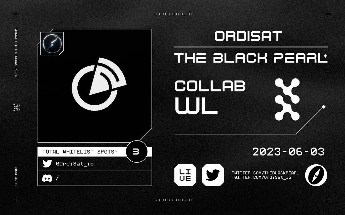 𝗧𝗕𝗣 𝘅 𝗢𝗿𝗱𝗶𝗦𝗮𝘁

✔️𝗢𝗿𝗱𝗶𝗦𝗮𝘁 𝗪𝗟 𝘅 𝟯

6LFZQUY5Lh6w4D51PM318EdGxFHW3bWo97BsCJih
32mmvD ordisat.io

● 3fp86MbVhq <a href="/OrdiSat_io/">OrdiSat 🏴🫡</a> + <a href="/TheBlackPear1_/">The Black Pearl ⚫ | TBP Official</a>
● 2SdjzcawbDg2SeLWj （Like+RT） 
● QWJoe7S4DGHCtcuhjWDRyvX （Tag 3 friends）  

24H