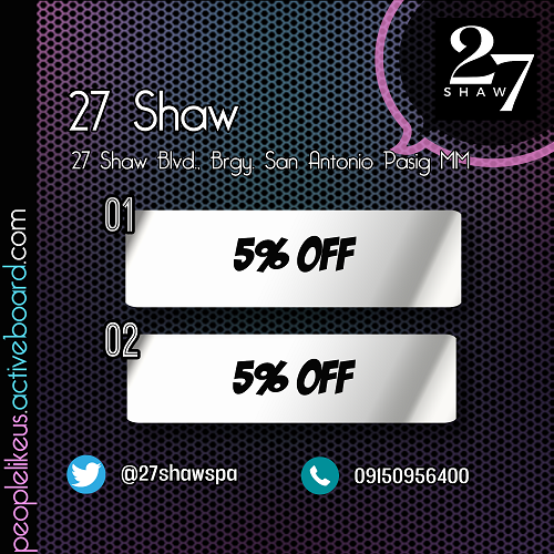 Plucards's tweet photo. @27shawspa is a partner spa of the forum. Avail the benefits by presenting your PLUS membership card.
#27shaw #massage #membershipbenefits #pluscard #PrideMonth https://t.co/ndXXkHBKFr