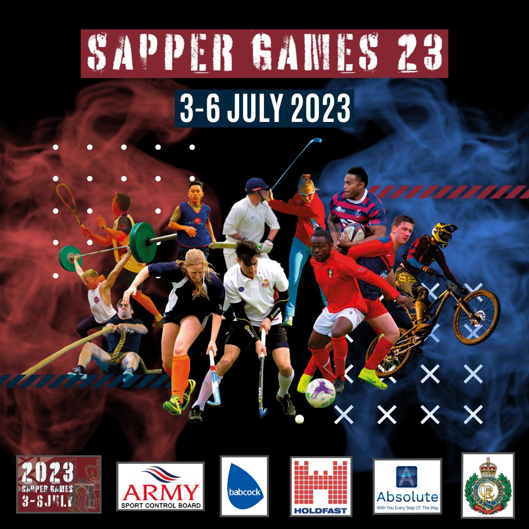 Corps of Royal Engineers (@proud_sappers) on Twitter photo The Countdown to #SapperGames23 has begun! What are you most looking forward to?
Keep updated on all events and Sports here: sappergames.co.uk
<a href="/ArmySportASCB/">Army Sport</a>
<a href="/_absoluteinsure/">Absolute Military</a>
<a href="/ReaController/">Royal Engineers Association</a>
#SapperFamily #SapperStrong #SG23 #Teamwork #Ubique The Countdown to #SapperGames23 has begun! What are you most looking forward to?
Keep updated on all events and Sports here: sappergames.co.uk
<a href="/ArmySportASCB/">Army Sport</a>
<a href="/_absoluteinsure/">Absolute Military</a>
<a href="/ReaController/">Royal Engineers Association</a>
#SapperFamily #SapperStrong #SG23 #Teamwork #Ubique