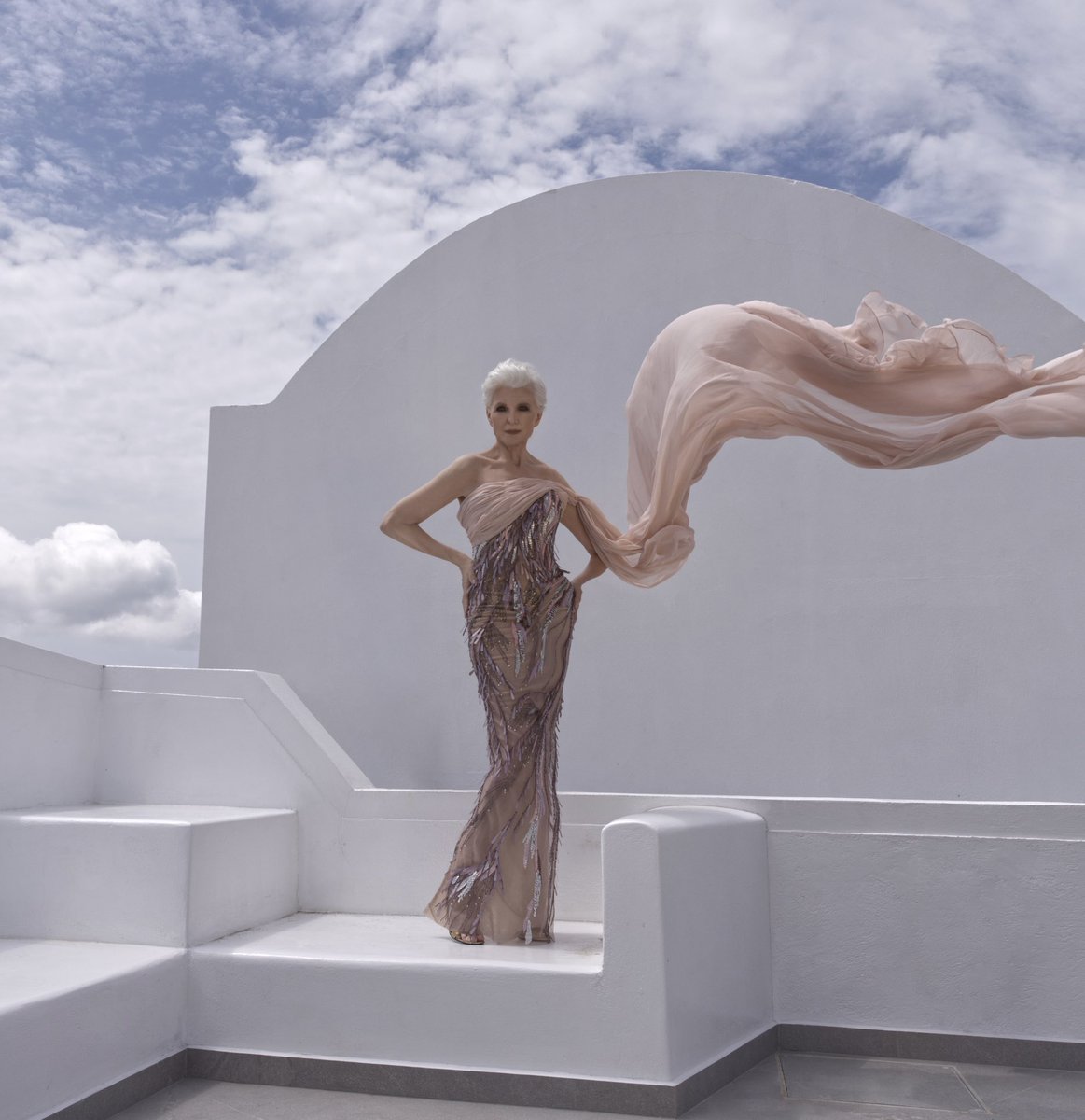 alinlekal's tweet photo. It was such an honour to dress @mayemusk for @InStyleGreece shoot in Santorini. So much respect for a mother to have bought up a genius like. @elonmusk  #ElonMusk #fashion #mayemusk https://t.co/htB8JHAxp1