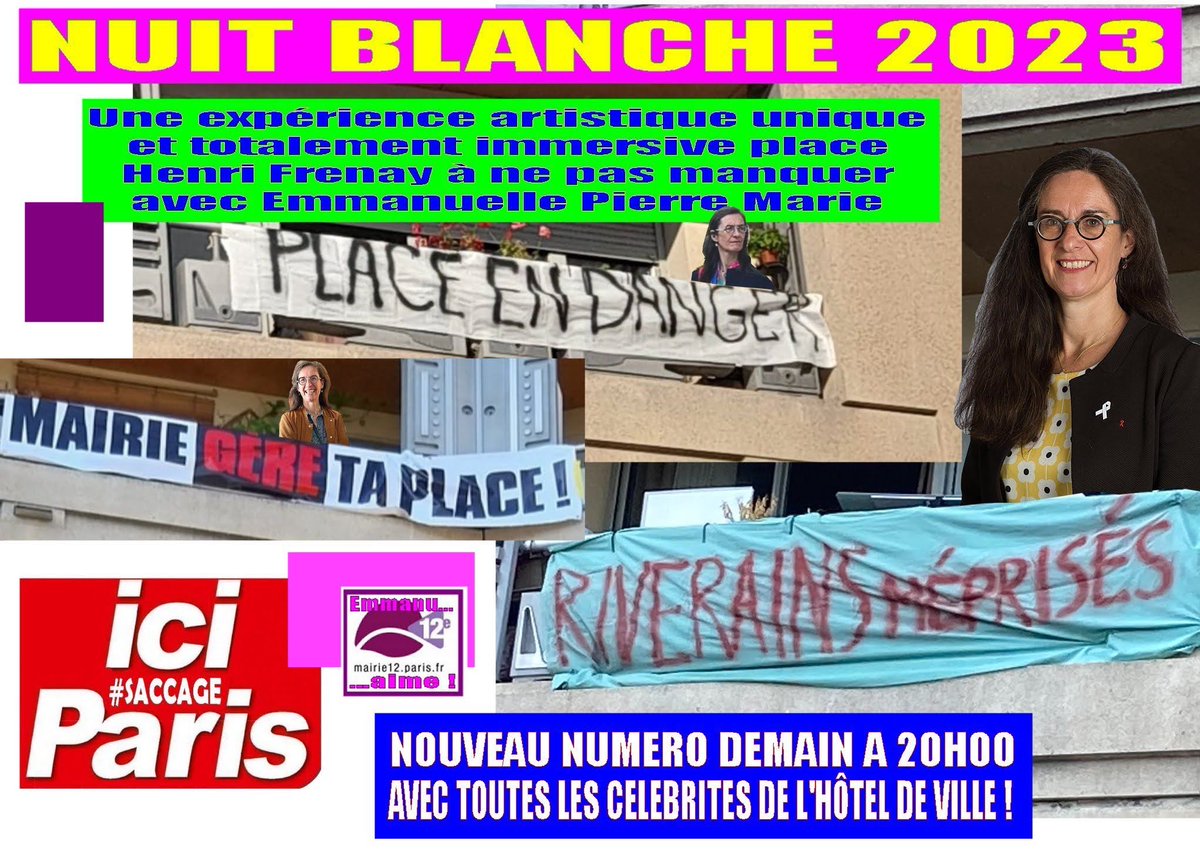 Nuit Blanche 2023 : la place Henri Frenay propose une performance artistique et culturelle totalement innovante et passionnante…
#Saccageparis #hidalgo #gregoire #weil #pierremarie #bolo