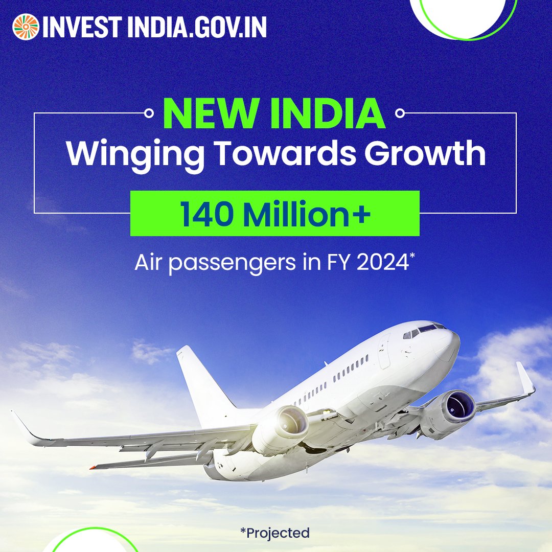 #InvestInIndia

#NewIndia's civil aviation MRO market currently stands at around USD 900 Million and is anticipated to grow to ~ USD 4 Billion by 2025, growing at 14-15%.

Discover more avenues in the sector at: bit.ly/II-Aviation

#AviationIndustry #Aviation #InvestIndia