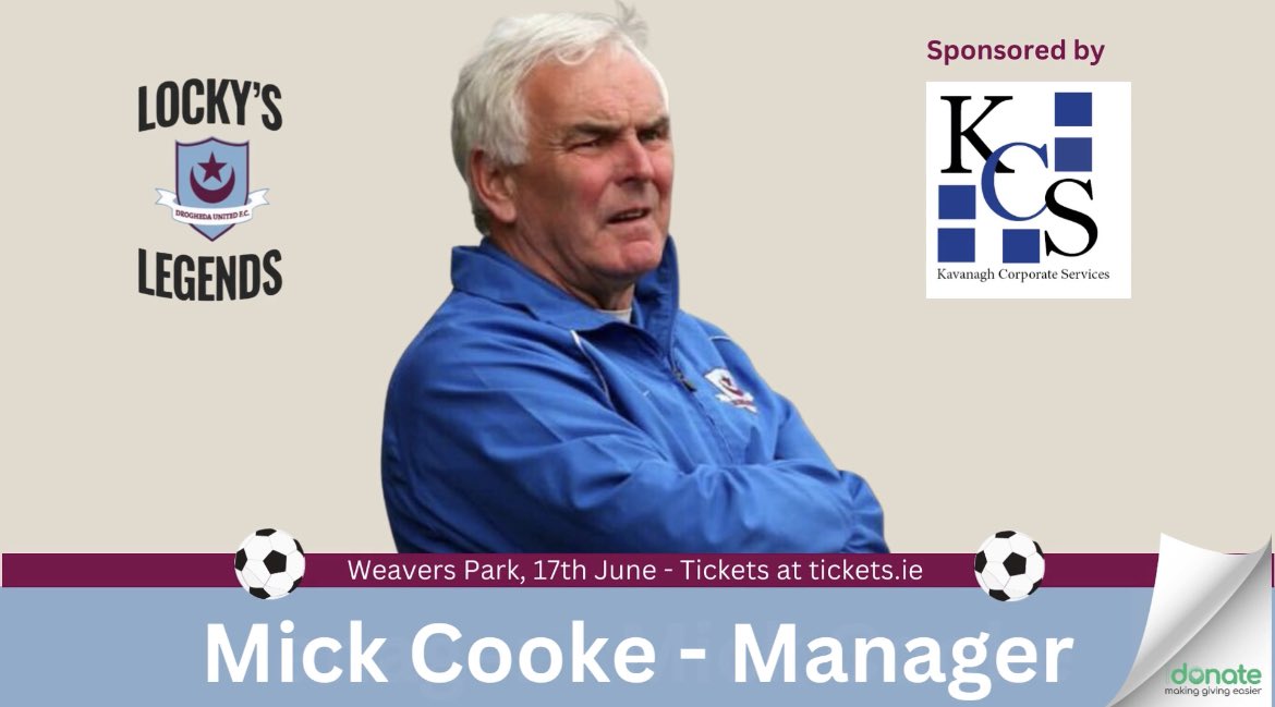 We’re proud to support Lockys Legends  and <a href="/alzheimersocirl/">The Alzheimer Society of Ireland</a> by Sponsoring the main man - Manager Mick Cooke for the charity game on June 17th at Drogheda United F.C. 🥅 

🎟️ ⚽️Tickets available through <a href="/tickets_ie/">tickets.ie</a>

#proudsponsor #charitygame #lockyslegends #football #louthchat