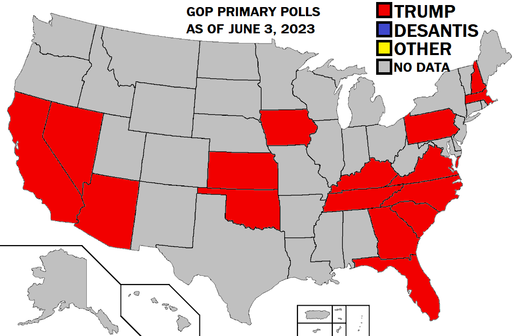 New poll shows Trump with a 30 point advantage in Nevada.

He now leads by double digits in every state where there is available primary polling, and in every one of the first four starting states (New Hampshire, Iowa, Nevada, and South Carolina.)