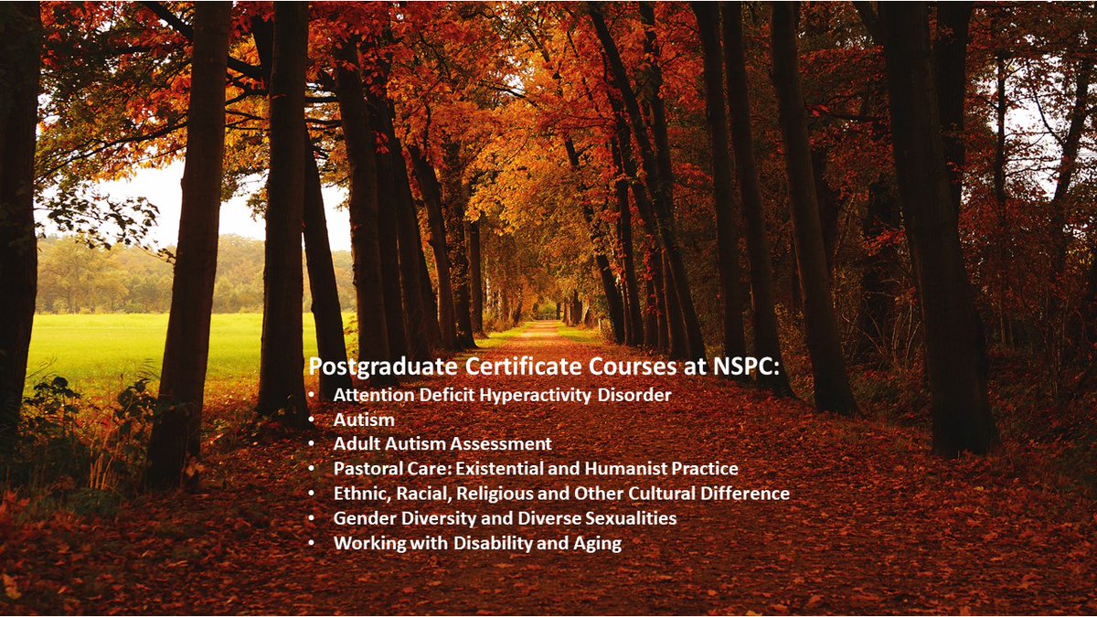NSPC offers a number of 1 year PGCert courses validated by Middlesex University which are ideal if you are a counselling or clinical psychologist wishing to add a specialism to your practice.
@dcopuk @NWBranchDCop @DcopScotland @DcopWales #counsellingpsychology