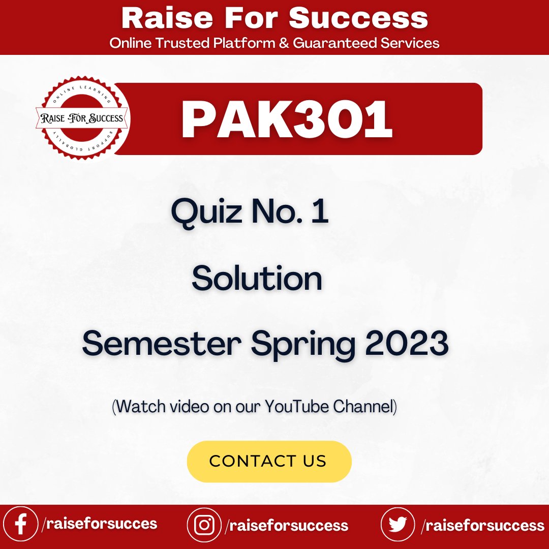 𝐏𝐀𝐊𝟑𝟎𝟏 𝐐𝐮𝐢𝐳 𝐍𝐨. 𝟏 𝐒𝐨𝐥𝐮𝐭𝐢𝐨𝐧 𝐒𝐩𝐫𝐢𝐧𝐠 𝟐𝟎𝟐𝟑
.
.
Contact to us freely on
WhatsApp: +92-309-7743930

#PAK301Quiz1SolutionSpring2023 #VirtualUniversity #PakistanStudies #Quiz #PAK301 #RaiseForSuccess #SolutionPAK301Quiz1 #PAK301Quiz1 #PAK301SolutionQuiz