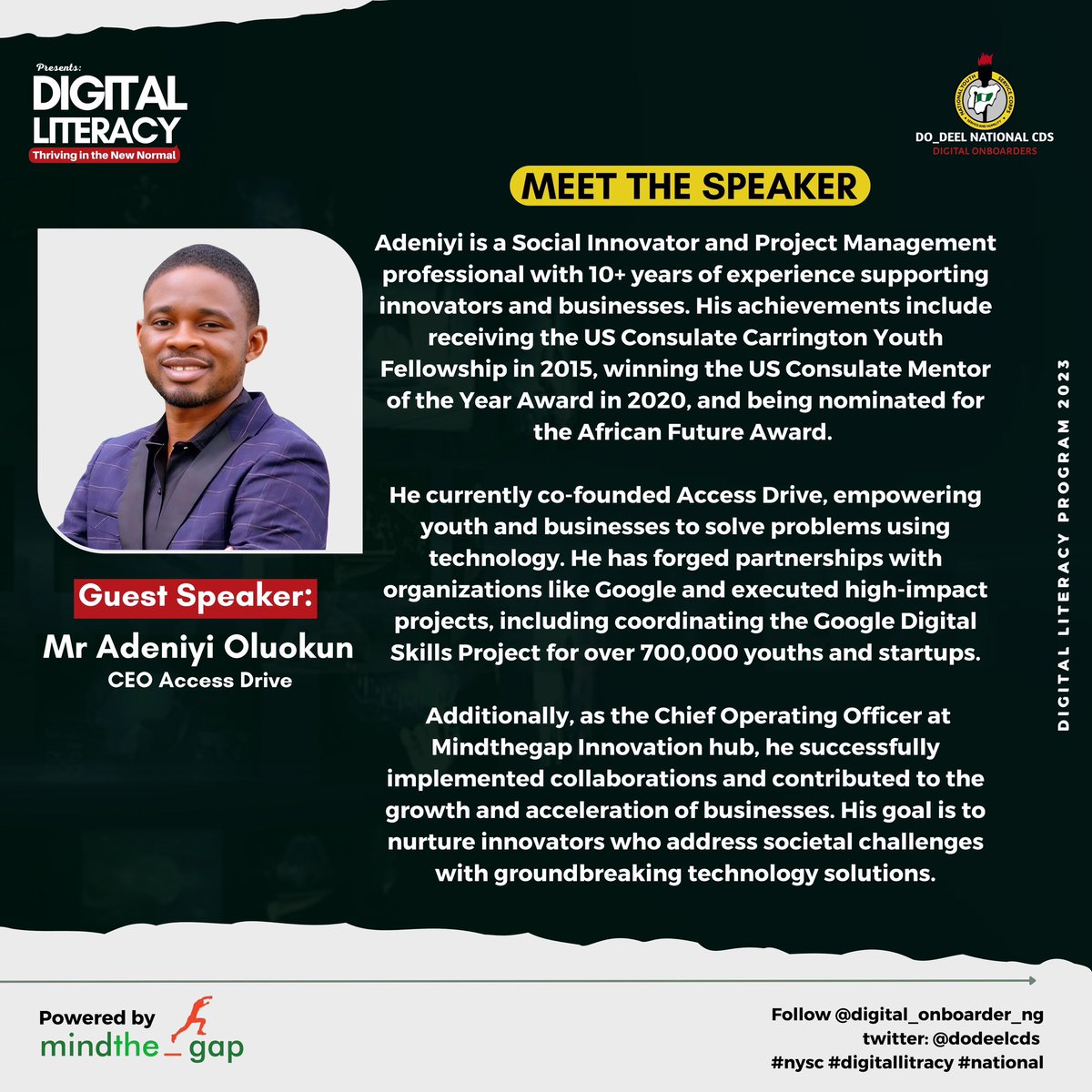 📢 Join us for the exciting third day of digital literacy! 🔥🔥🔥 Don't miss the opportunity to meet our esteemed speaker who will be sharing valuable insights. 🌸 Mark your calendars and see you at 3:45pm for this live event! #DigitalLiteracy #OnlineTraining #Sensitization