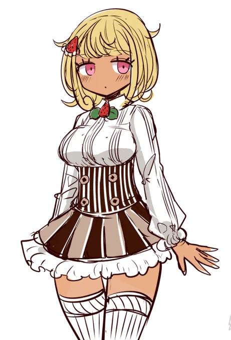 初期ラフ(私服なのにすでに魔法少女みたいなのでやめました