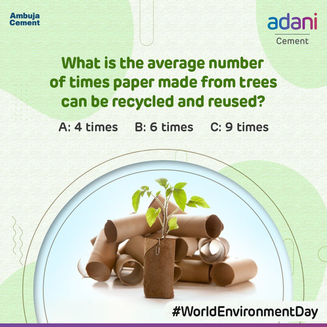 How well do you know about our Environment? Drop your answers in the comment section, don’t forget to tag your friends!

#ThisIsAdaniCement #GrowthWithGoodness #GreenGrowth #BuildingNationsWithGoodness
#WorldEnvironmentDay2023