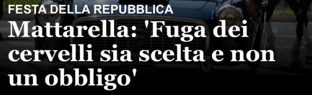 Ieri nel suo messaggi per la festa della #Repubblica, il pres. #Mattarella si è soffermato sul tema della #fuga dei giovani all'estero. Perdiamo professinalità e ancora non abbiamo un sistema virtuoso di #circolazione dei #talenti vero il nostro Paese. tinyurl.com/cjn3b75v