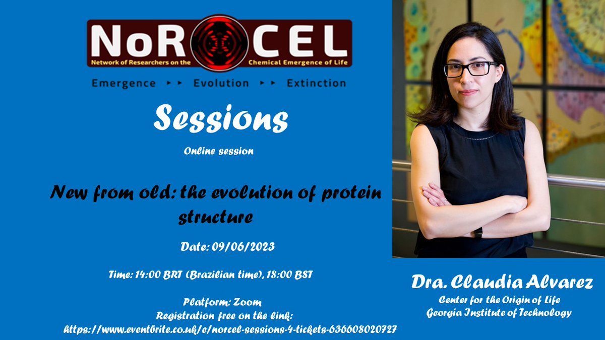 Protein Evolution oral presentation;  free to attend by registering at: eventbrite.co.uk/e/norcel-sessi…. The event will take place on Friday, the 9th June, 2023, at 14:00 (Brazilian time) or at 18:00 British Summer time. #event  #originoflife #norcel #norcelcessessions #sohanjheeta