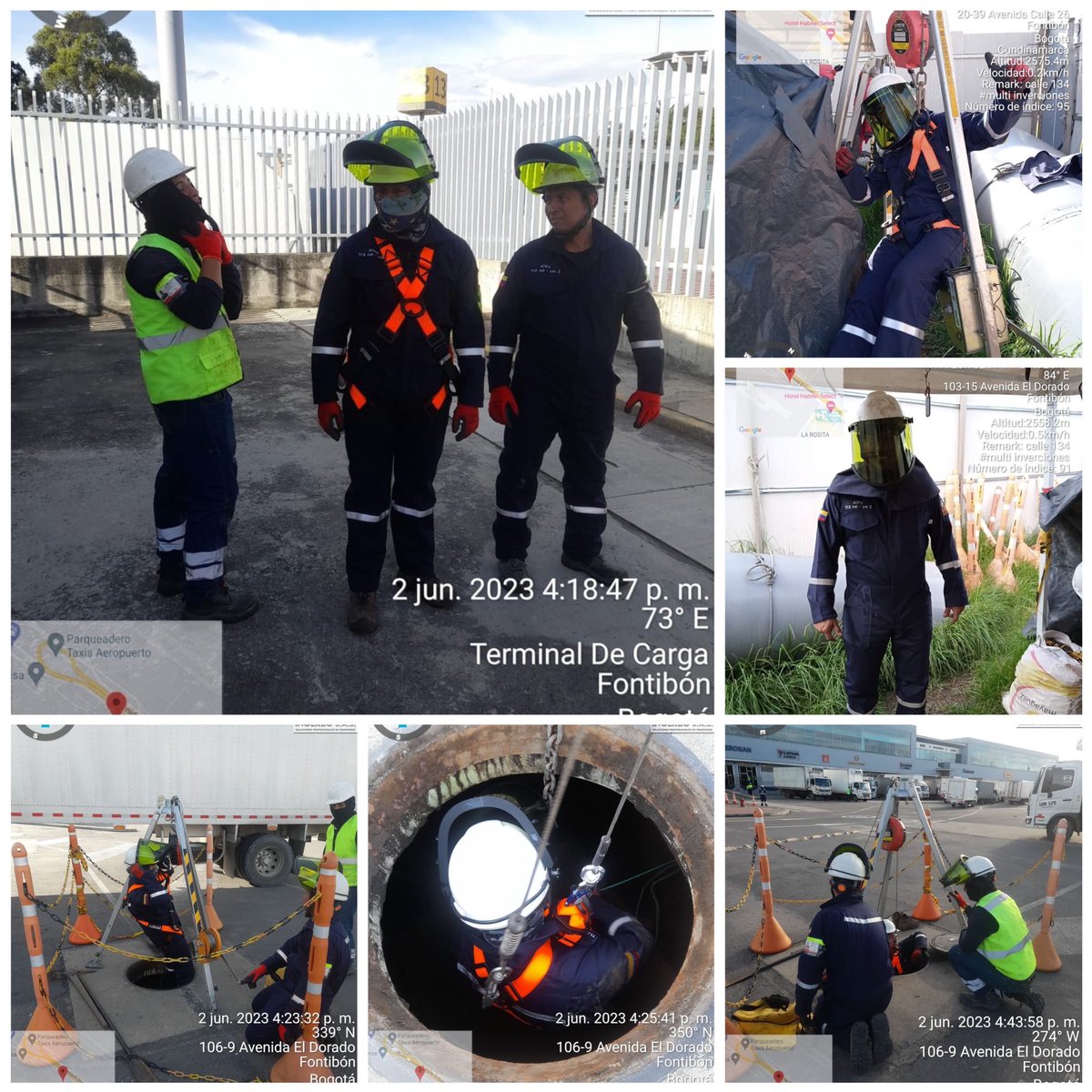 Equipo para sondeo de ductos para instalación de acometida de energía.

Trajes Ignífugos 
Trípode con equipo de rescate 

Ubicación: Aeropuerto Internacional El Dorado 
Cliente: WOM Colombia 

#SolucionesProfesionalesdeIngenieria
#sondeo #ingenieriacivil #ingenieriaelectrica