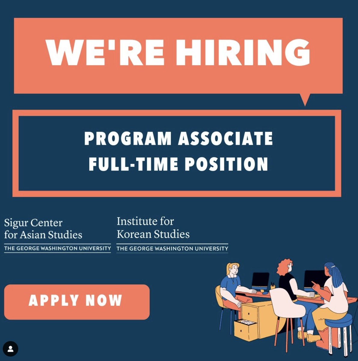 The Sigur Center and GW Institute of Korean Studies are hiring a program associate. Work with the strongest East Asia Program in the DC area! Financial/ accounting skills are a must for this position. 
Apply Here: gwu.jobs/postings/102823