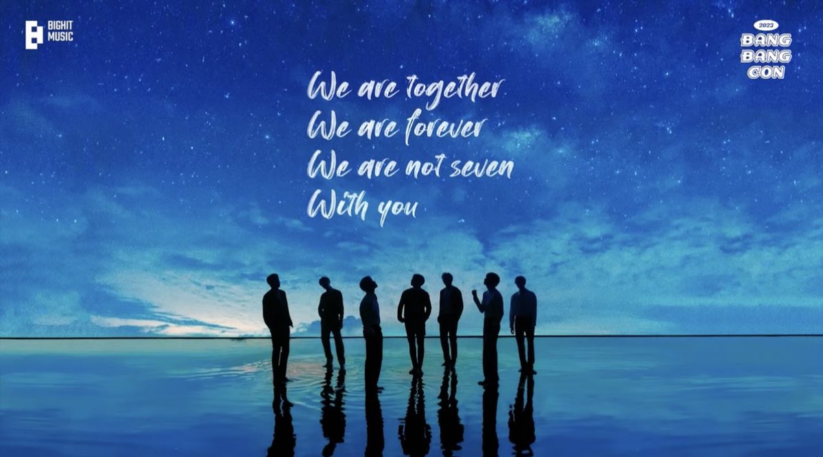We are not seven, with you 😭🫂💜
#WeAreBulletproofTheEternal

Thank you for existing BTS ❤‍🩹

BANGBANGCON FOR FESTA
BTS ITS BACK 
#BTS #BANGBANGCON23
#2023BTSFESTA #BTS10thAnniversary @BTS_twt