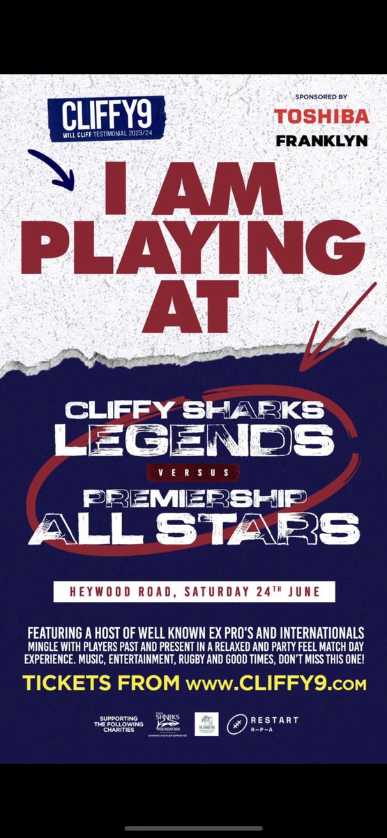 Looking forward to this… make sure you get down to see some of your fav old & new boys playing at the old theatre of dreams supporting the legend that is cliffy! Let’s see Heywood road full to the rafters like the old days!! Best of luck to my old mate @cliffy9testimonial